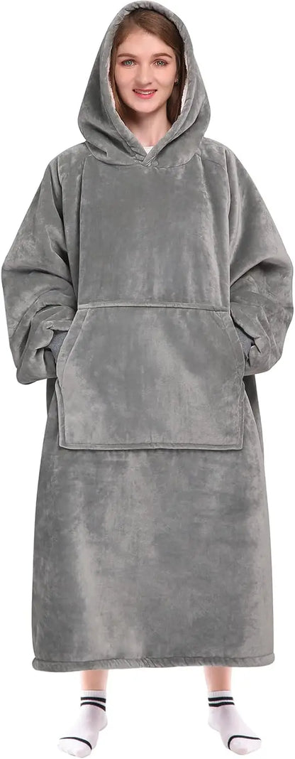 Super Sized Wearable Blanket Hoodie – Soft Hooded Sweatshirt with Sleeves & Pockets—Perfect For Gifting Comfort and Relaxation