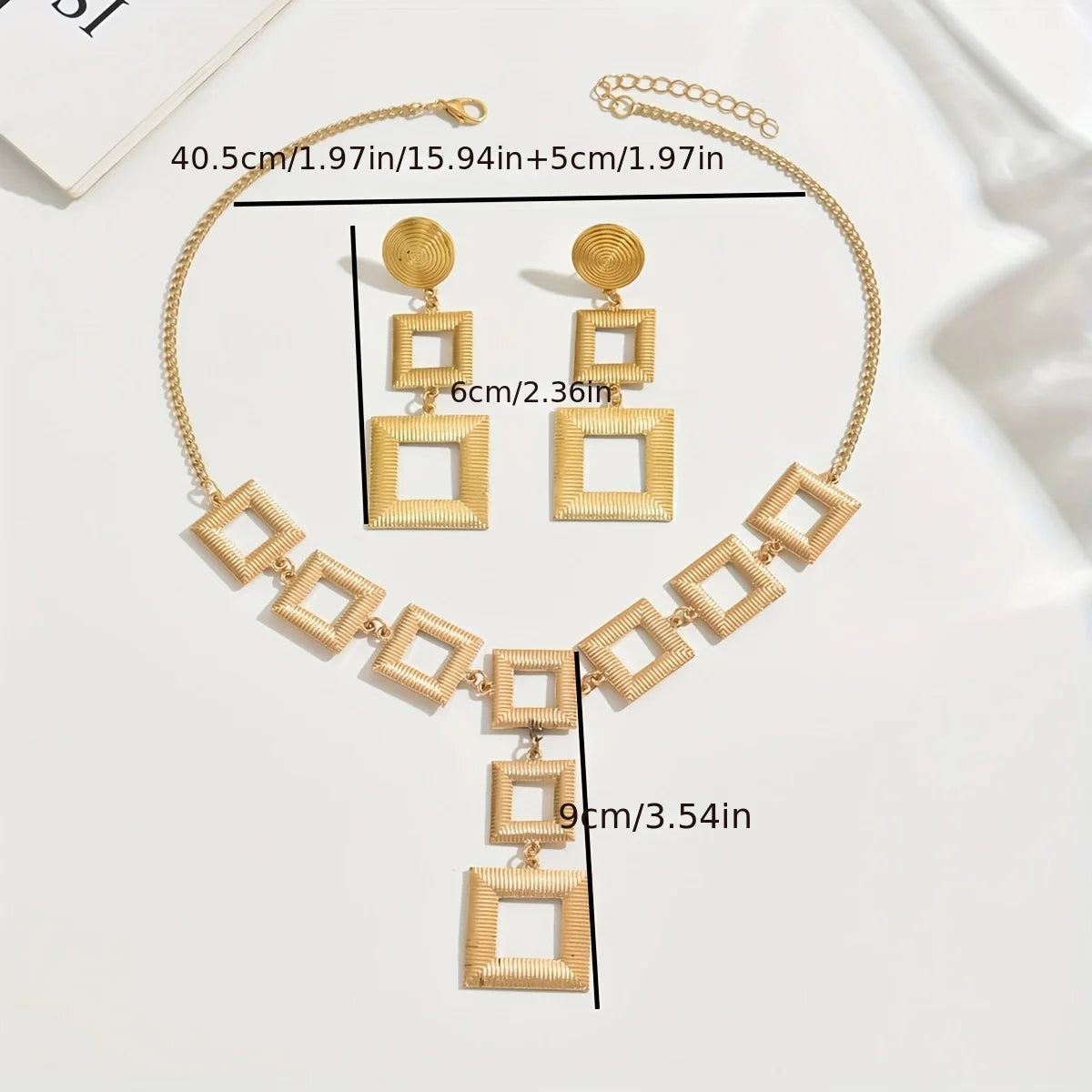 Luxury 14K Gold Geometric Jewelry Set for Women – Electroplated Necklace & Earrings, 316L Stainless Steel - Elegant Gift for Her