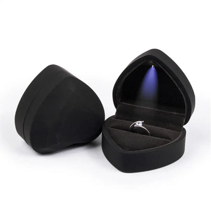 LED Light Velvet Jewelry Ring/Necklace Pendant Box – Luxury Gift Display Case for Proposal, Engagement & Wedding