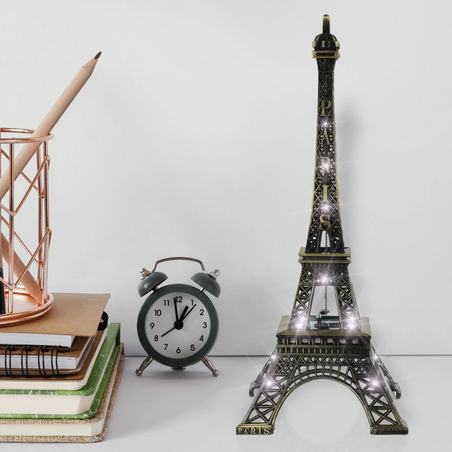 Vintage Paris Eiffel Tower with LED Light – Architecture Craft Souvenir for Home or Event Decor - Perfect Gift To Express True Love