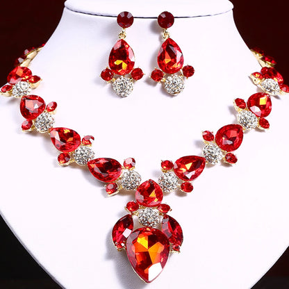Fashion Women's Crystal Necklace & Earrings Set – Crystal Glass Bridal Wedding Accessories Gift - Elegant Gift for Her