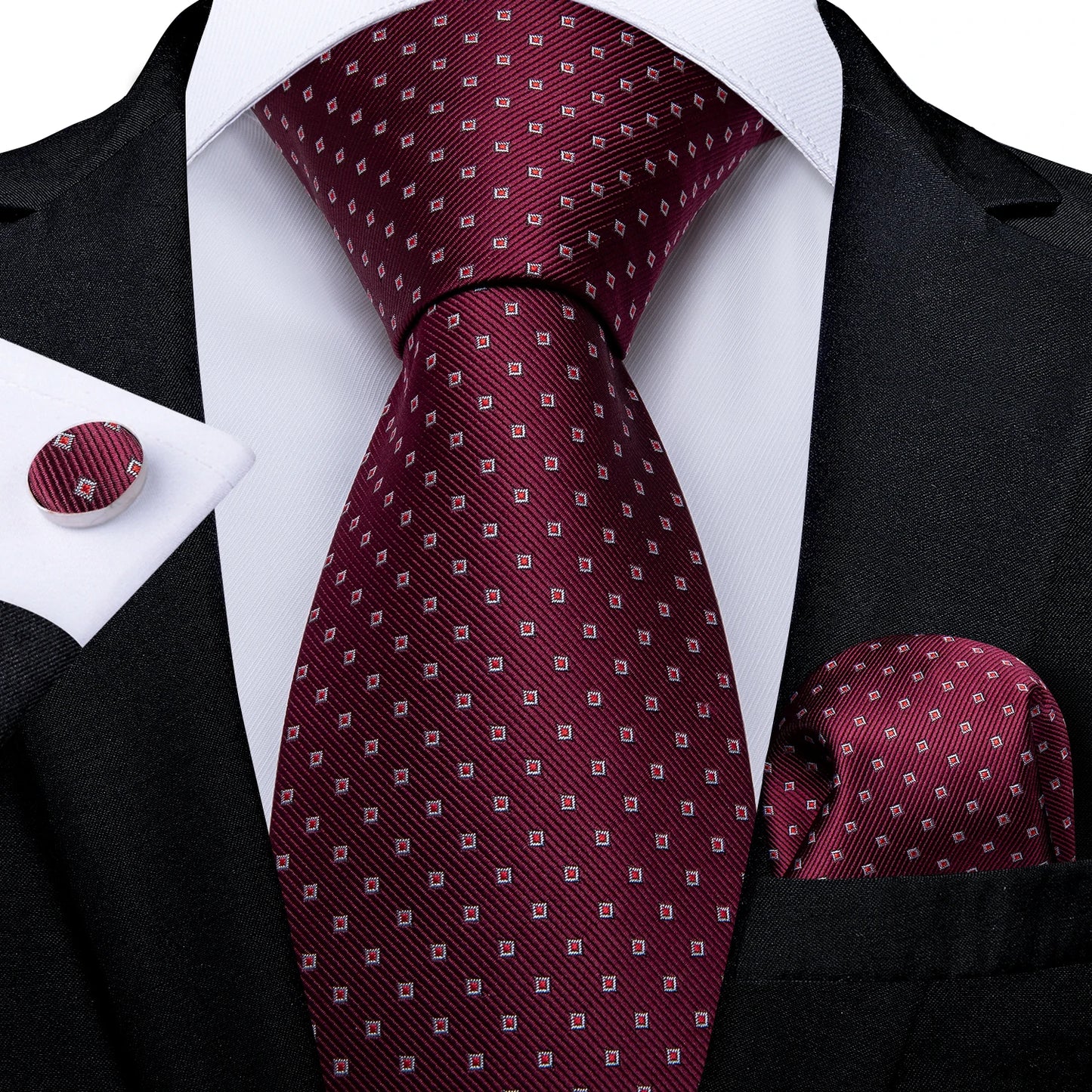 Luxury Orange Paisley Men's Tie Set for Business, Office, Party, Wedding| 3.15 Inch Silk Polyester Necktie, Cufflinks & Pocket Square - Perfect Gift for Him