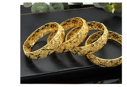 ANIID Dubai 24K Gold Plated Bangle Arabic / Indian Bridal Charm Bracelet | Luxury Wedding & Party Jewelry
