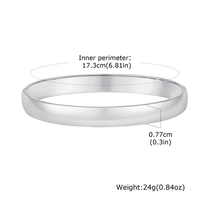 18K Gold Plated Stainless Steel Bangles for Women – 4mm, 5.7mm & 7.7mm Smooth Openable Bracelet, Classic & Elegant Jewelry Accessory