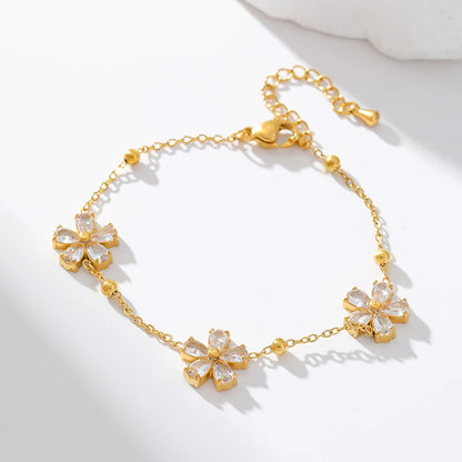 EILIECK 316L Stainless Steel White Zirconia Flower Petal Necklace Bracelet Earrings Set For Women New Trendy Jewelry Party Gift