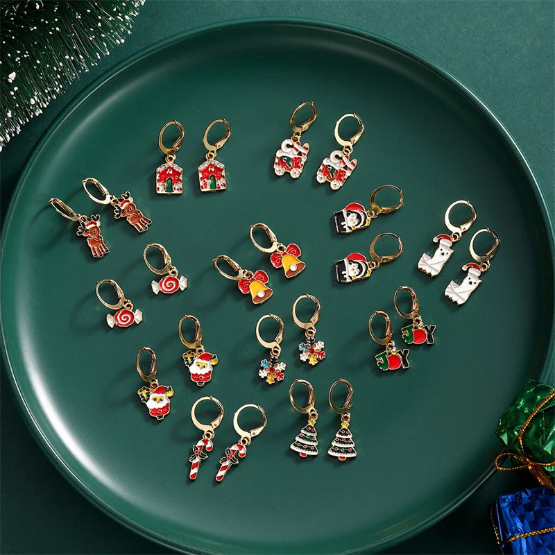Christmas Earrings Set for Women 12/20 Pairs – Crystal Zircon Snowflake, Bowknot, Elk & Xmas Tree Holiday Gifts