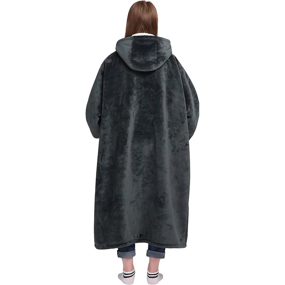Super Sized Wearable Blanket Hoodie – Soft Hooded Sweatshirt with Sleeves & Pockets—Perfect For Gifting Comfort and Relaxation