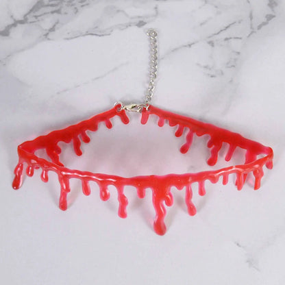 Spooky Halloween Blood Drip Necklace – Fake Vampire Blood Choker for Horror Costume & Party Accessories