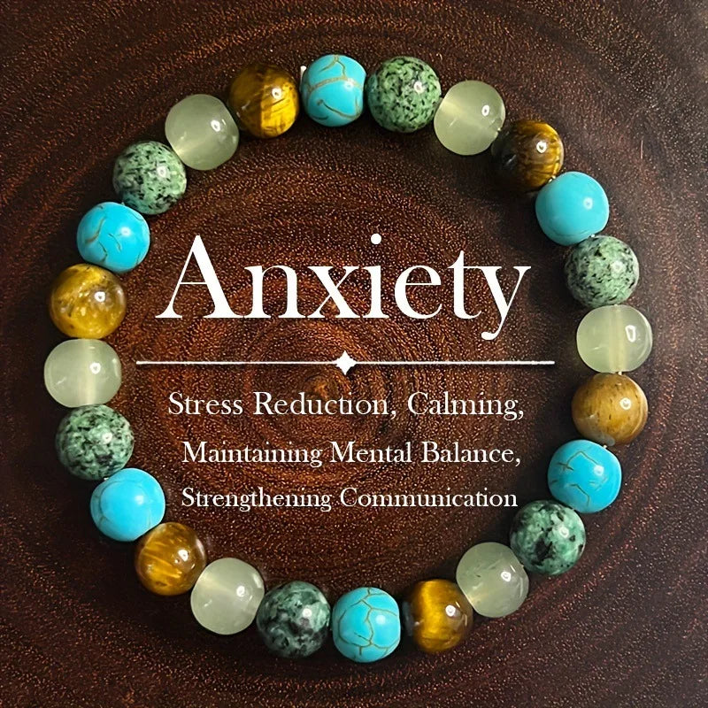 Natural Stone Beaded Bracelet – Healing, Anxiety Relief & Protection