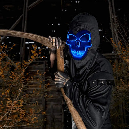 Halloween LED Horror Skull Mask – Luminous Cold Light Cosplay Mask for Spooky Parties & Decorations