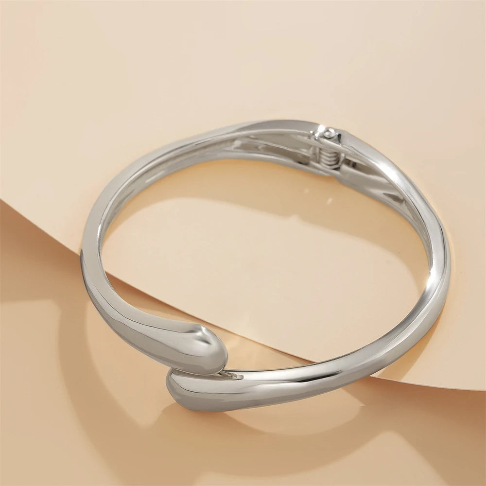 Women’s Wide Chunky Metal Cuff Bracelet – Statement Bangle