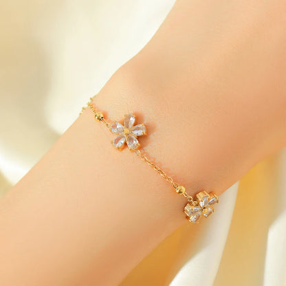 EILIECK 316L Stainless Steel White Zirconia Flower Petal Necklace Bracelet Earrings Set For Women New Trendy Jewelry Party Gift