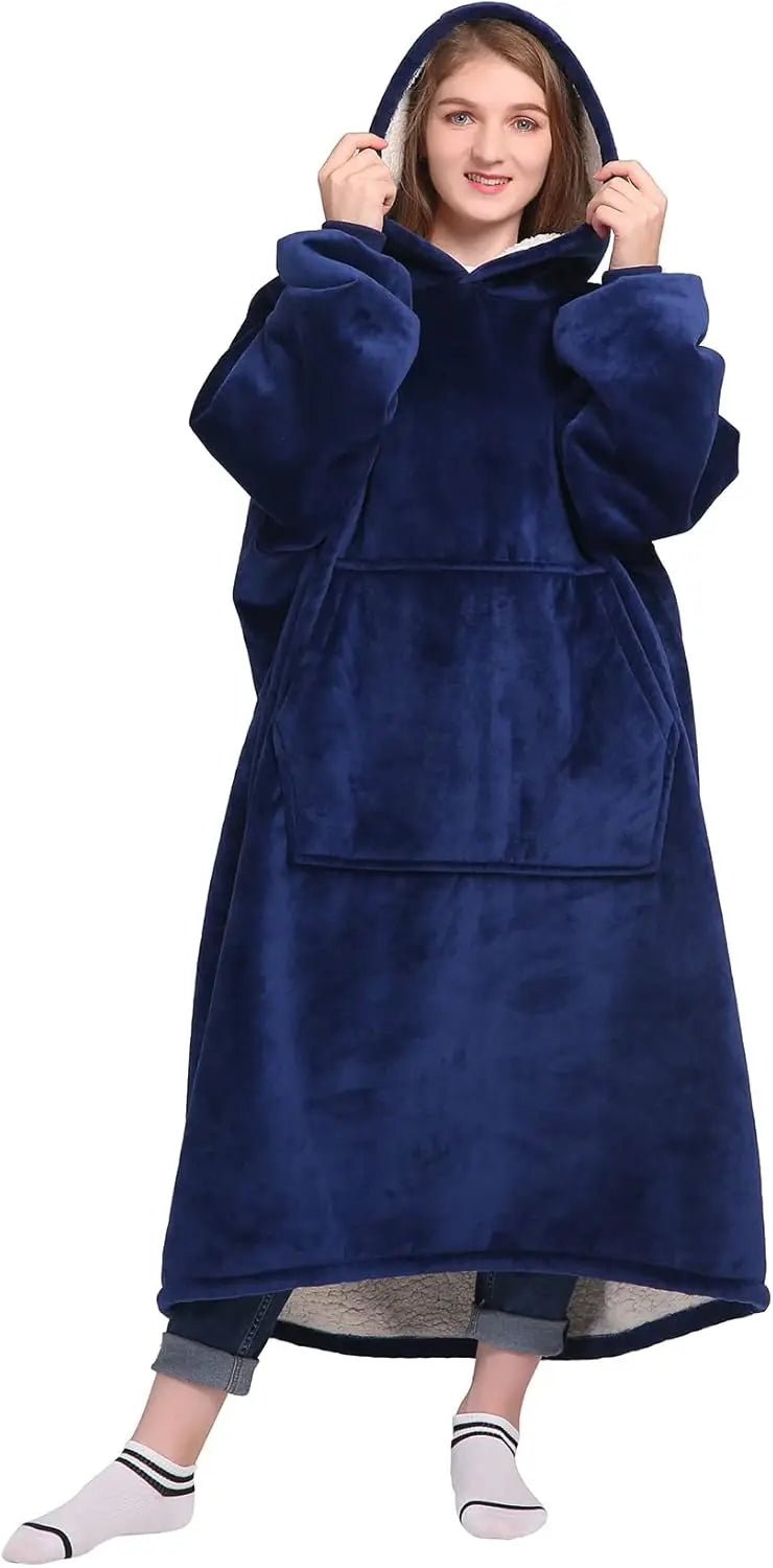 Super Sized Wearable Blanket Hoodie – Soft Hooded Sweatshirt with Sleeves & Pockets—Perfect For Gifting Comfort and Relaxation