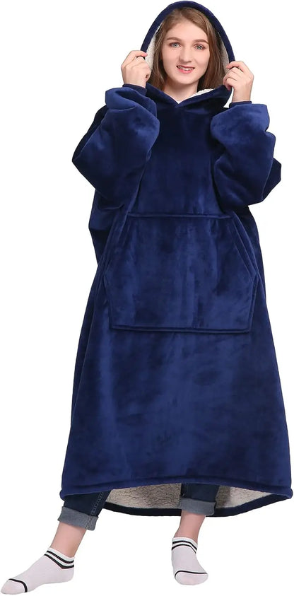 Super Sized Wearable Blanket Hoodie – Soft Hooded Sweatshirt with Sleeves & Pockets—Perfect For Gifting Comfort and Relaxation