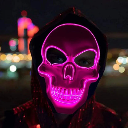 Halloween LED Horror Skull Mask – Luminous Cold Light Cosplay Mask for Spooky Parties & Decorations
