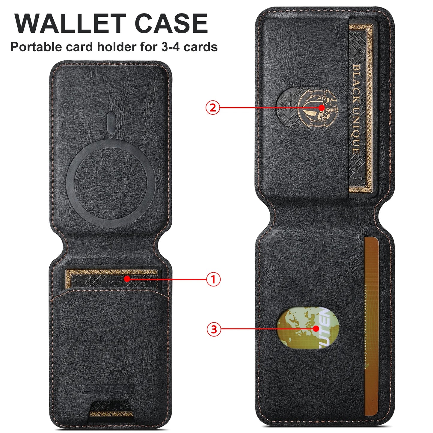 Luxury Leather Card Holder for iPhone - Magnetic Card Holder Max  Plus Phone Bank ID Card - Perfect Gift for All