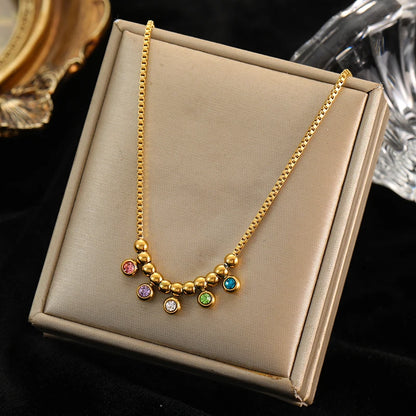 EILIECK 316L Stainless Steel White Green Red Zirconia Crystal Necklace For Women Fashion Neck Jewelry Wedding Party Accessories