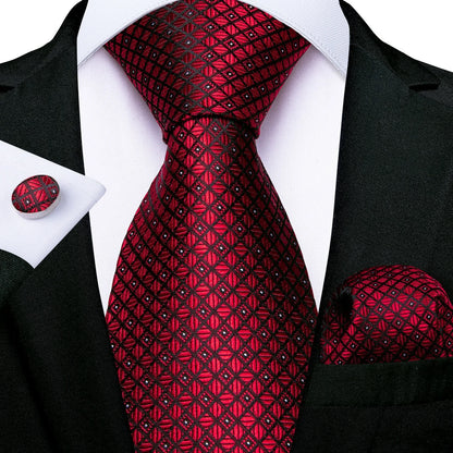 Luxury Orange Paisley Men's Tie Set for Business, Office, Party, Wedding| 3.15 Inch Silk Polyester Necktie, Cufflinks & Pocket Square - Perfect Gift for Him
