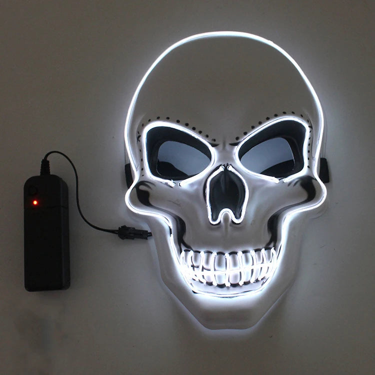Halloween LED Horror Skull Mask – Luminous Cold Light Cosplay Mask for Spooky Parties & Decorations