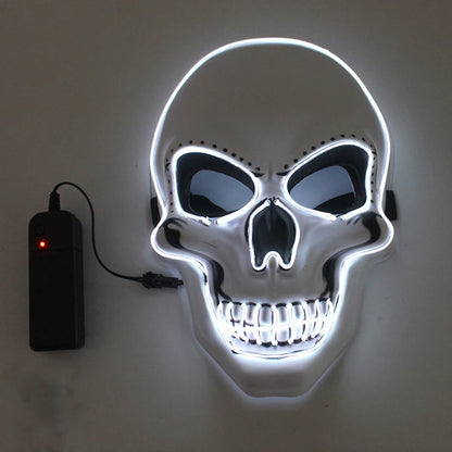 Halloween LED Horror Skull Mask – Luminous Cold Light Cosplay Mask for Spooky Parties & Decorations