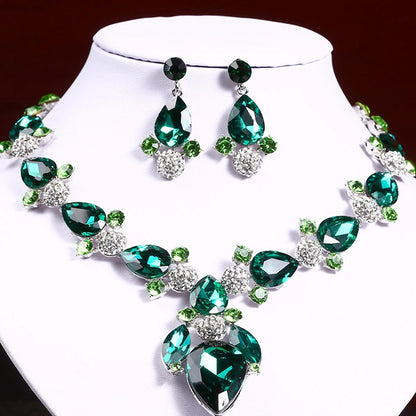 Fashion Women's Crystal Necklace & Earrings Set – Crystal Glass Bridal Wedding Accessories Gift - Elegant Gift for Her