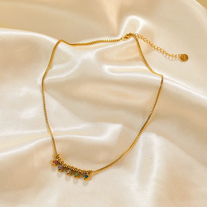 EILIECK 316L Stainless Steel White Green Red Zirconia Crystal Necklace For Women Fashion Neck Jewelry Wedding Party Accessories