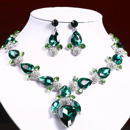 Fashion Women's Crystal Necklace & Earrings Set – Crystal Glass Bridal Wedding Accessories Gift - Elegant Gift for Her