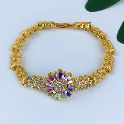 Dubai-Inspired African Gold-Plated 4Pcs Bridal Jewelry Set | Elegant Necklace, Earrings, Bracelet & Ring | Wedding Accessories for Women, Prom & Gift Occasions