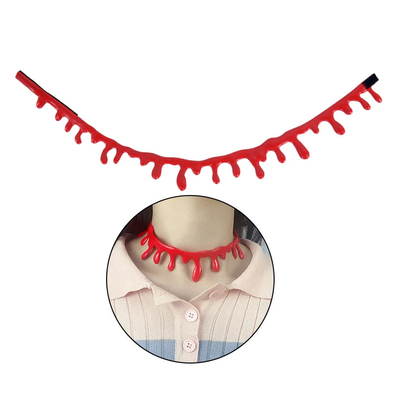 Spooky Halloween Blood Drip Necklace – Fake Vampire Blood Choker for Horror Costume & Party Accessories