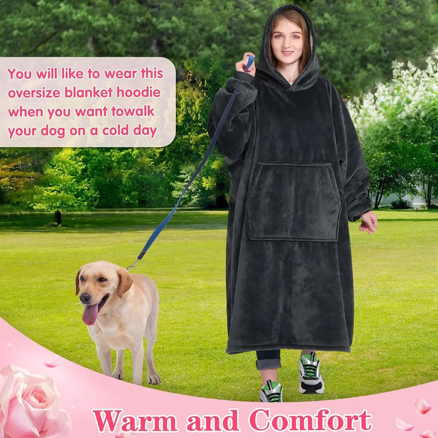 Super Sized Wearable Blanket Hoodie – Soft Hooded Sweatshirt with Sleeves & Pockets—Perfect For Gifting Comfort and Relaxation