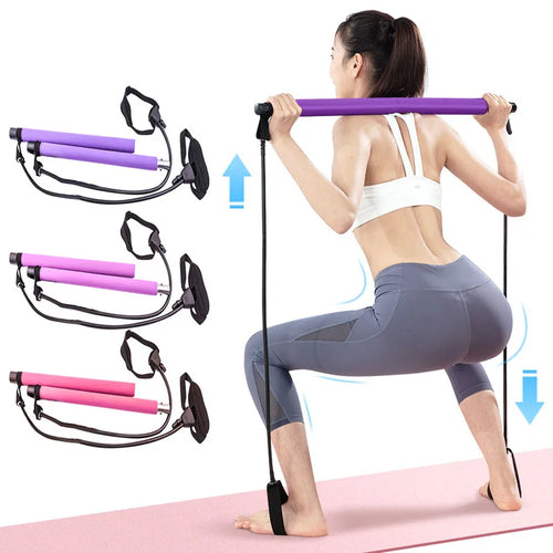 Portable Pilates Bar Resistance Bands for Home Workout - Crossfit Resistance Bands Trainer Yoga Pull Rods Pull Ropes, Home Gym - Ideal gift for fitness enthusiasts.