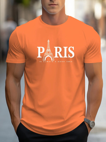 Paris Graphic Men’s T-Shirt – Short Sleeve Fashion Streetwear Pullover, Trendy Oversized Casual Summer Top - Perfect Gift For Him.