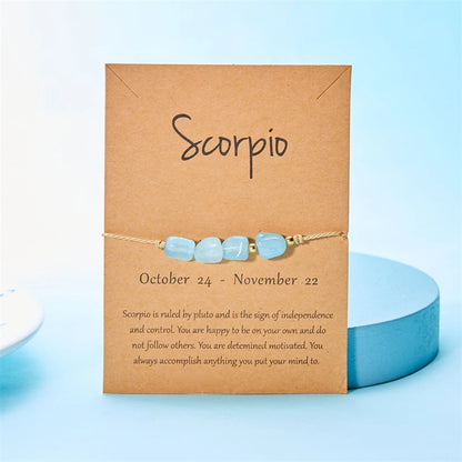 Charm 12 Constellation Natural Stone Beads Bracelet For Women Couple Hand Woven Rope Friendship Birthday Zodiac Jewelry Gifts