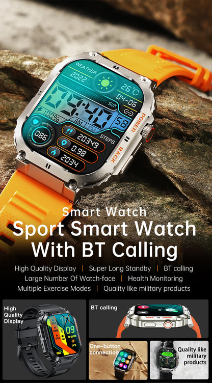 Men's Smartwatch for Android & iPhone By LIGE – Smashproof & Waterproof, 1.96" Display, Bluetooth Call, Fitness Tracker, 400mAh Battery - Perfect Gift for Him
