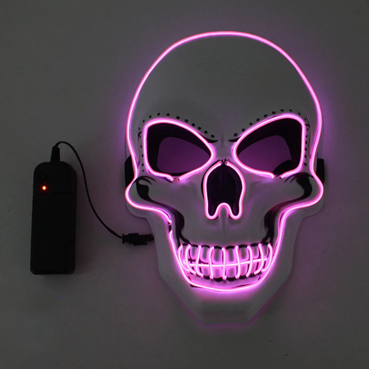 Halloween LED Horror Skull Mask – Luminous Cold Light Cosplay Mask for Spooky Parties & Decorations