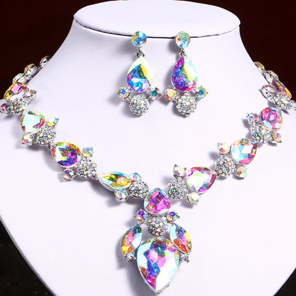 Fashion Women's Crystal Necklace & Earrings Set – Crystal Glass Bridal Wedding Accessories Gift - Elegant Gift for Her