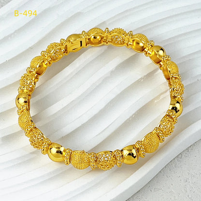 Dubai 24K Gold Color Charm Bangles – ANIID Arabic Wedding Bracelet Gift for Women - Elegant Jewelry Gift for Her