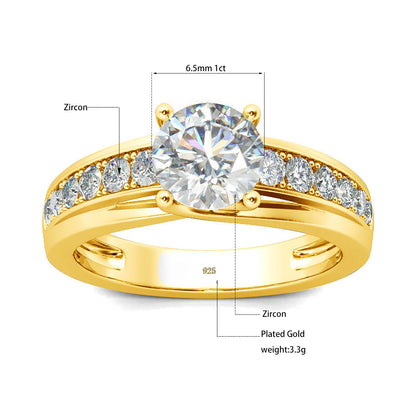 1 Carat Moissanite Engagement Ring for Women – 925 Sterling Silver Rhodium Plated Wedding Jewelry - Elegant Gift for Her