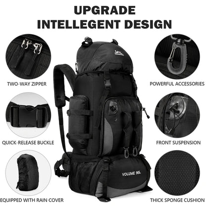 Men's 90L Trekking Bag | Waterproof Outdoor Backpack for Hiking, Camping & Travel Adventures, Heavy-Duty Rucksack With Cover| Perfect Gift for Him