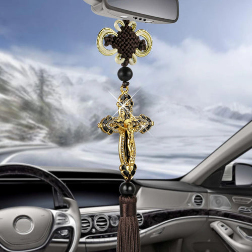 Car Rearview Mirror Hanging  Jesus Cross For Christians - Vehicle Ornament Elegant Metal Pendant For Positive Vibes Inside The Car - Ideal Gifts For All