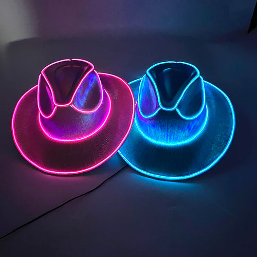 LED Neon Light Glowing Cowboy Hat  With Glowing Décor Supplies- Trendy Pearlescent Cowboy Cap, Luminous Hat For  Party, Cosplay - Excellent Gift for Party Enthusiasts