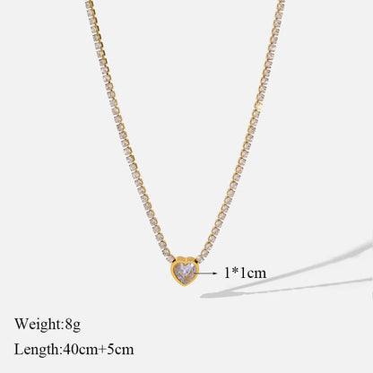 EILIECK 316L Stainless Steel White Green Red Zirconia Crystal Necklace For Women Fashion Neck Jewelry Wedding Party Accessories