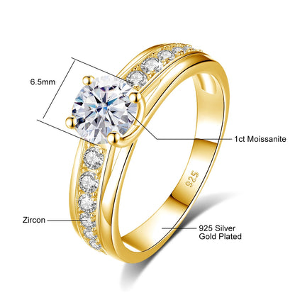 1 Carat Moissanite Engagement Ring for Women – 925 Sterling Silver Rhodium Plated Wedding Jewelry - Elegant Gift for Her