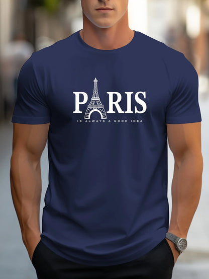 Paris Graphic Men’s T-Shirt – Short Sleeve Fashion Streetwear Pullover, Trendy Oversized Casual Summer Top - Perfect Gift For Him.
