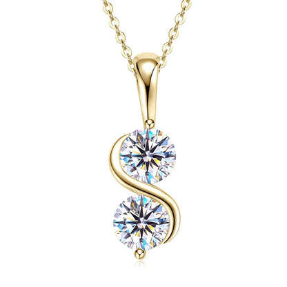 RAPRGOLD 925 Silver Chain With Moissanite Pendant for Women – Round Cut & Twisted Pendant Necklace for Wedding, Party - Jewelry Gift for Her