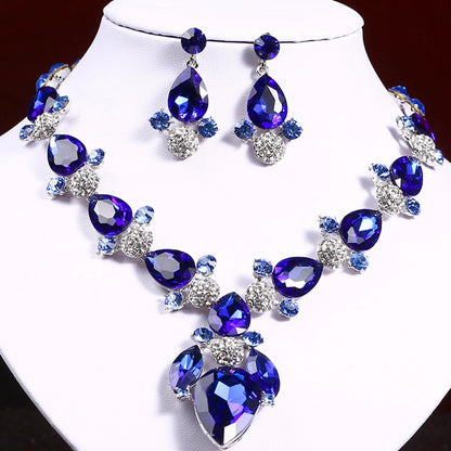 Fashion Women's Crystal Necklace & Earrings Set – Crystal Glass Bridal Wedding Accessories Gift - Elegant Gift for Her