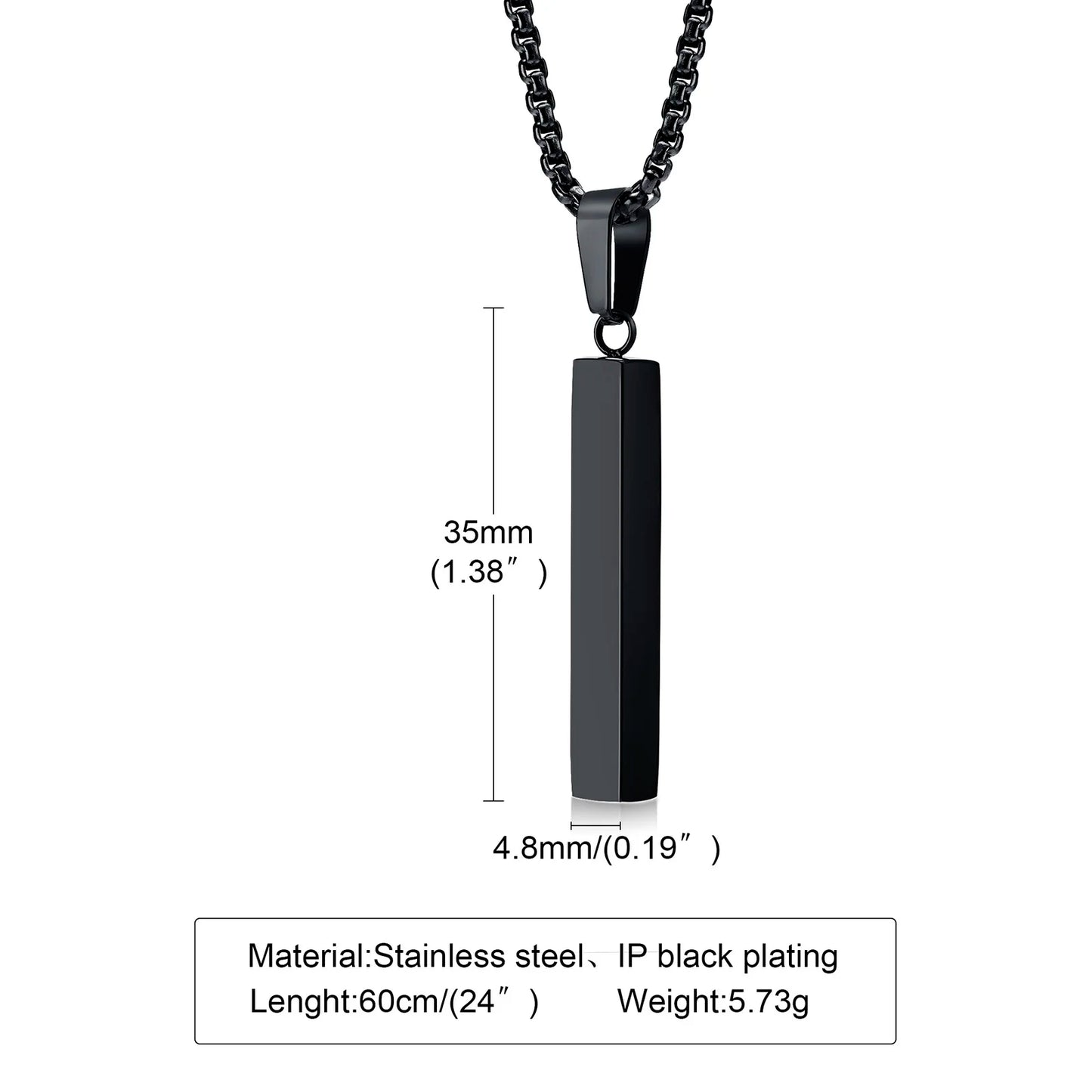 Waterproof Stainless Steel Bar Pendant Necklace – Unisex Minimalist Jewelry