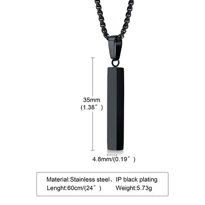 Waterproof Stainless Steel Bar Pendant Necklace – Unisex Minimalist Jewelry