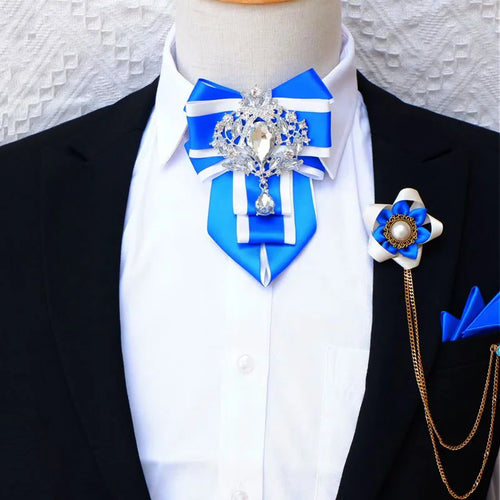 High-End British Rhinestone Bow Tie Set for Men's Business and Wedding Accessories