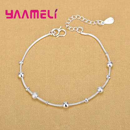 925 Sterling Silver Adjustable Anklet Trendy Foot Chain for Women